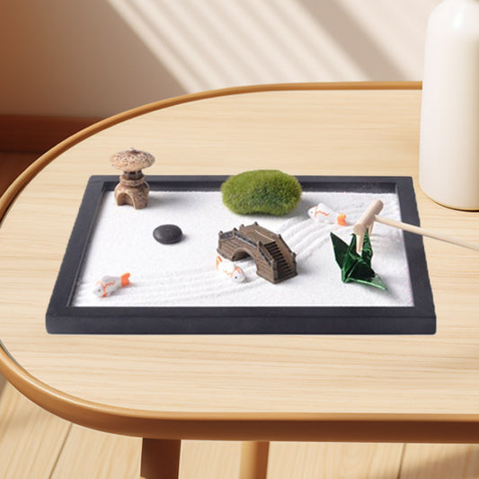 Plateau de sable zen, paysage miniature