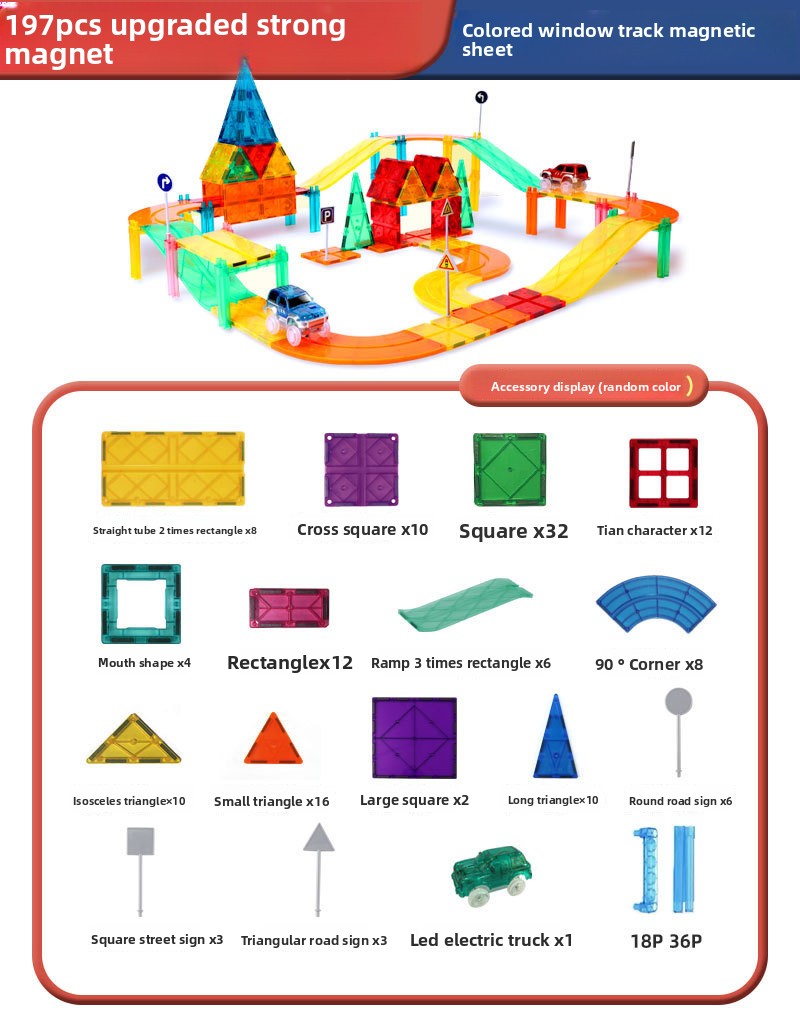 Colour Window Magnetic Building Tiles, 26 to 268 Pieces