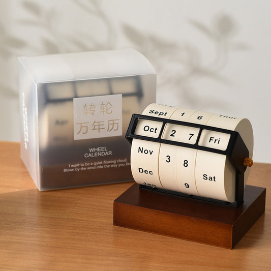 Drehbarer ewiger Tischkalender aus Aluminium