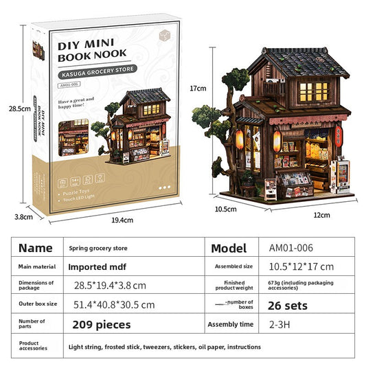 Casa en miniatura DIY de madera, corte láser