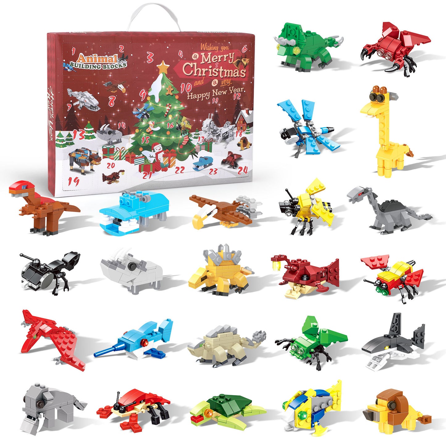 Christmas Advent Calendar with Animal Block Figures