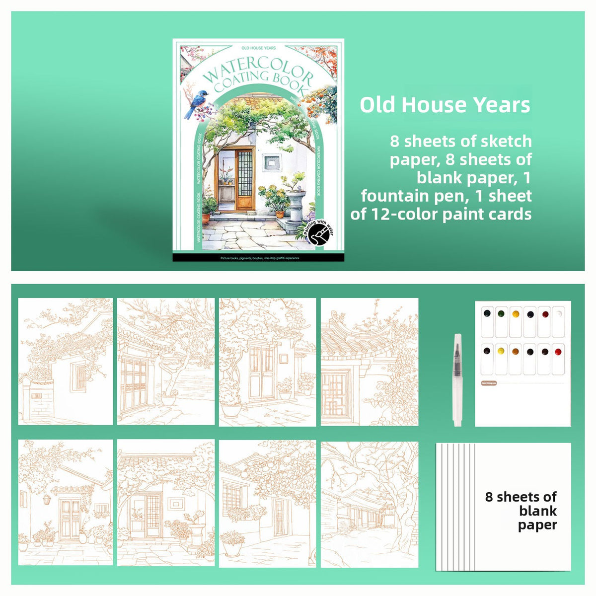 Drawing Coloring Paper for Adults, Watercolor Sticky Notes