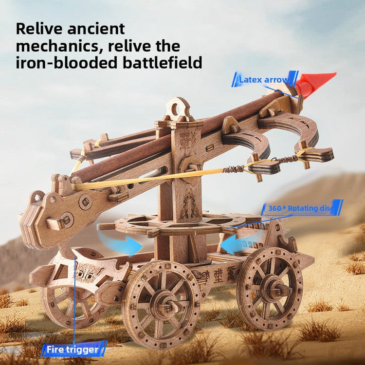 Assembled wooden siege engine model kit