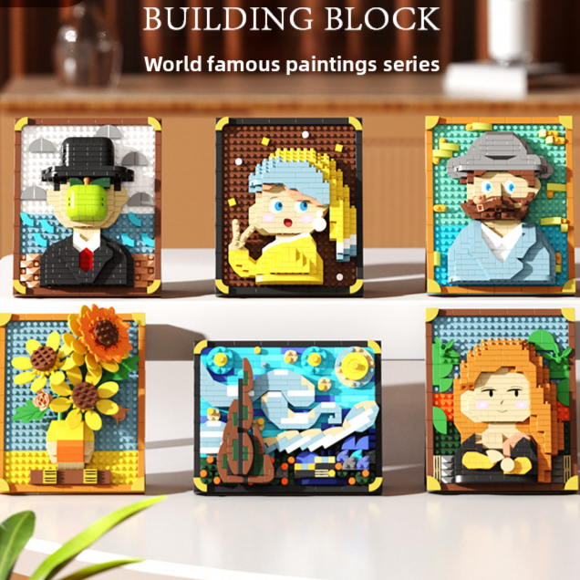 Pixel art block set of a famous painting