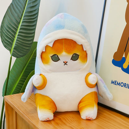 Peluche chat-requin, jouet et coussin