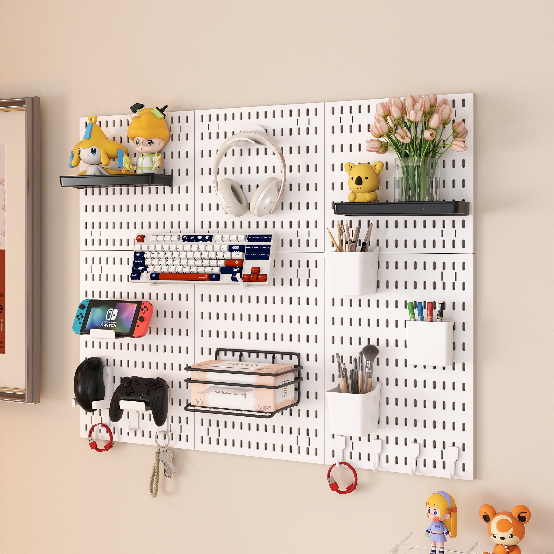 Single-tier wall shelf mounted without drilling