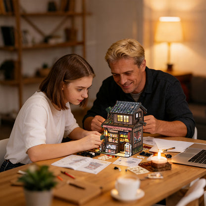 Maison miniature DIY en bois, découpe laser