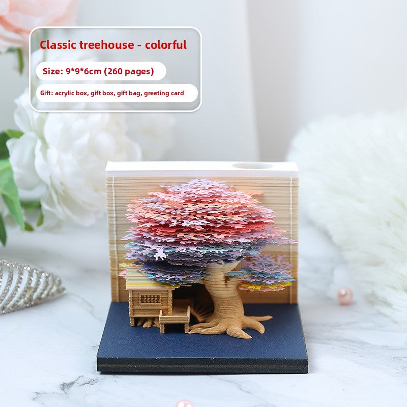 3D Paper Carving Sticky Note Block