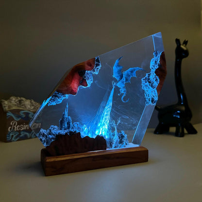 Luz nocturna escultura dragón de hielo