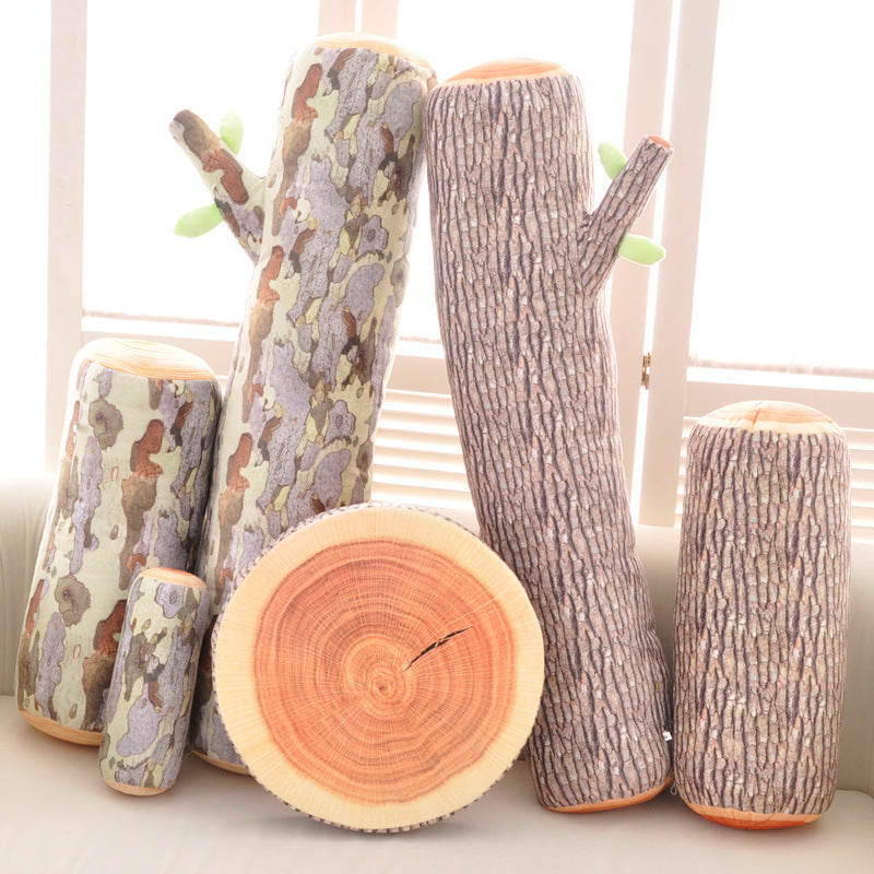 Coussin en peluche souche d arbre et traversin