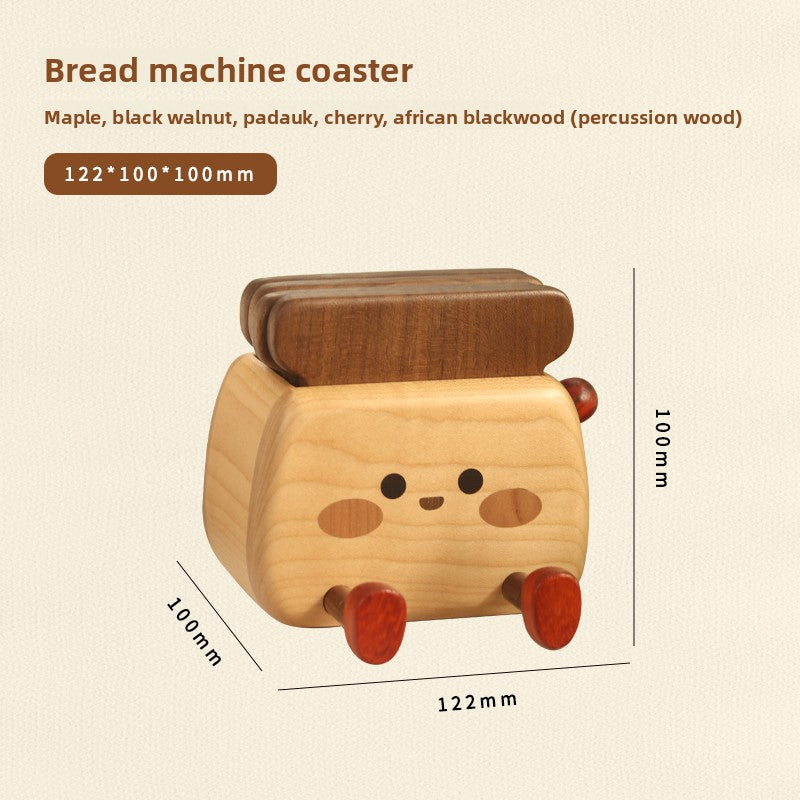 Posavasos de madera tostadora con soporte para móvil