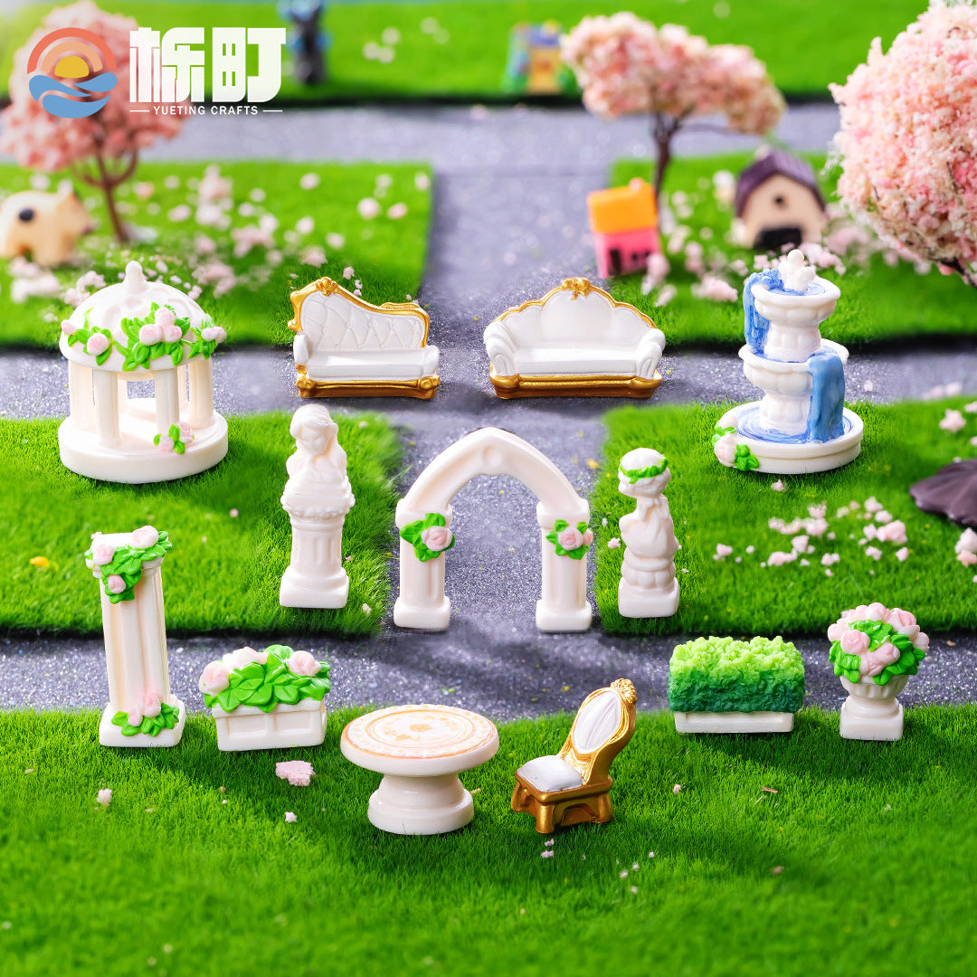 Miniature garden ornaments for dioramas and model landscapes