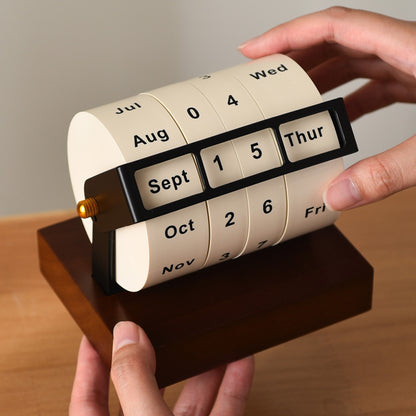 Drehbarer ewiger Tischkalender aus Aluminium