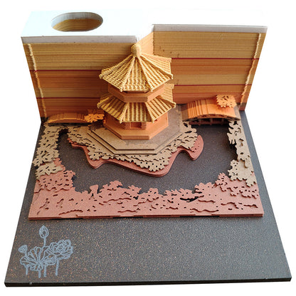 3D Paper Carving Sticky Note Block