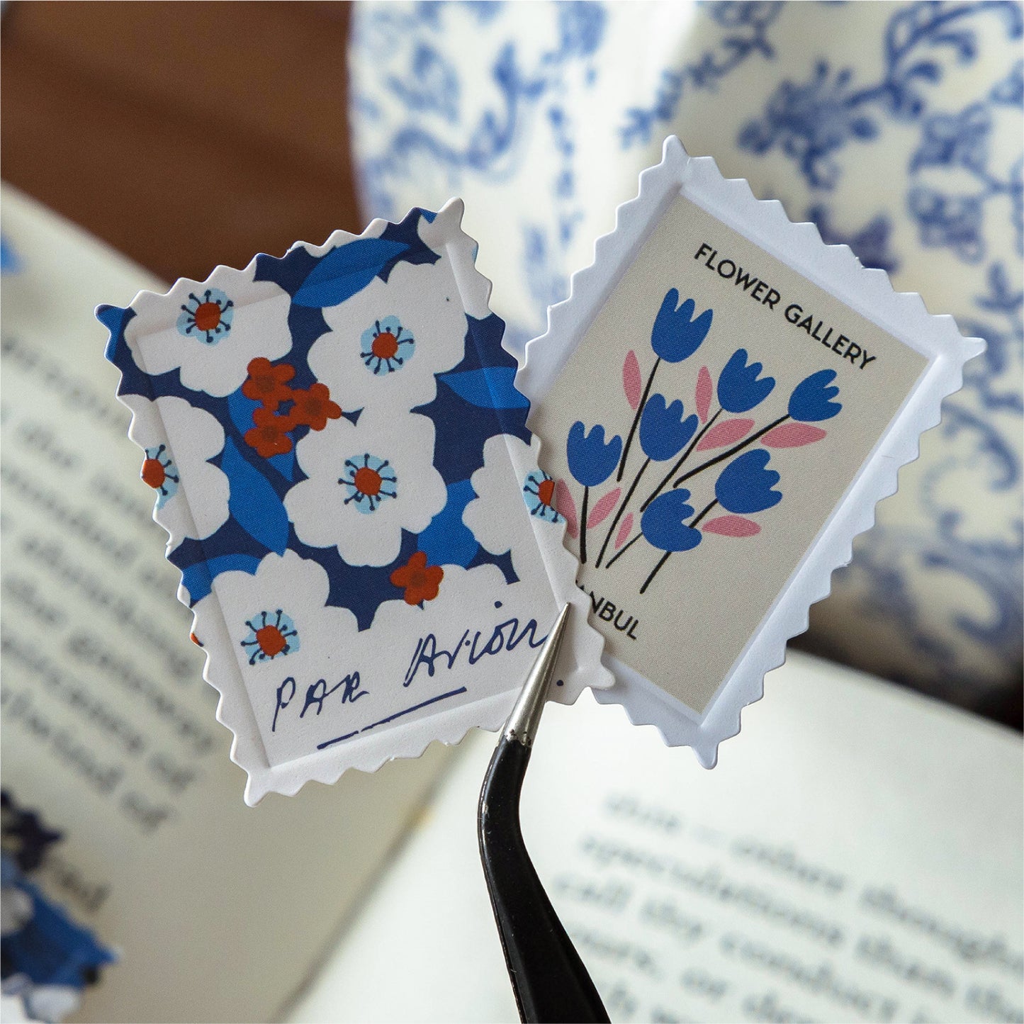 Pegatinas vintage florales en relieve