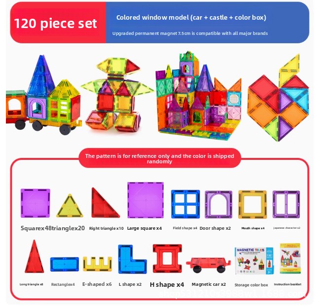 Colour Window Magnetic Building Tiles, 26 to 268 Pieces