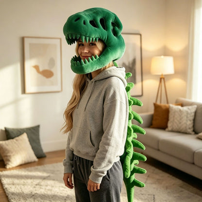 Gorro de peluche esqueleto de dinosaurio y disfraz