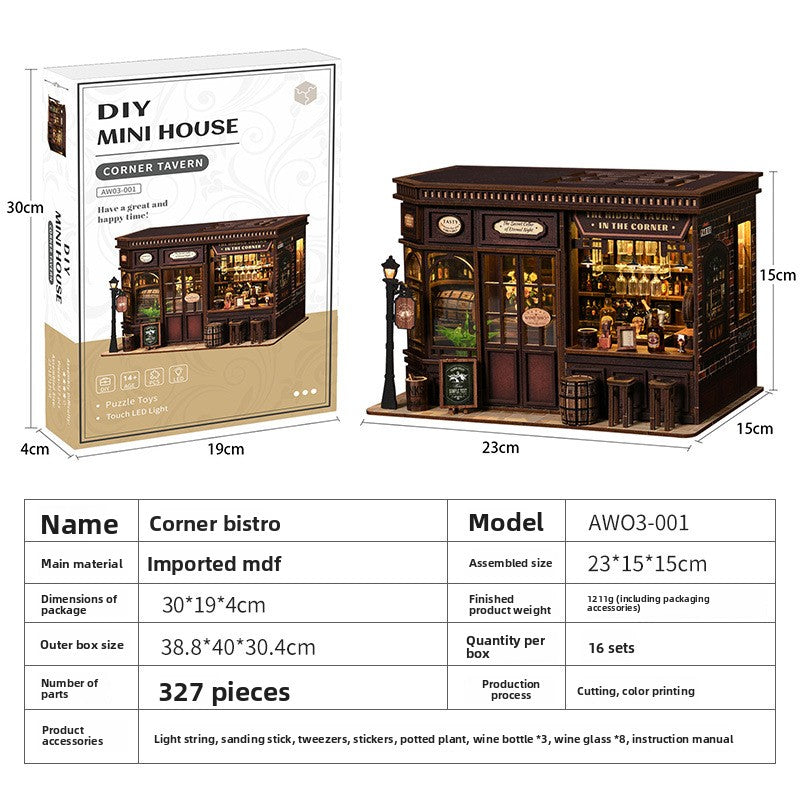Maison miniature DIY en bois, découpe laser