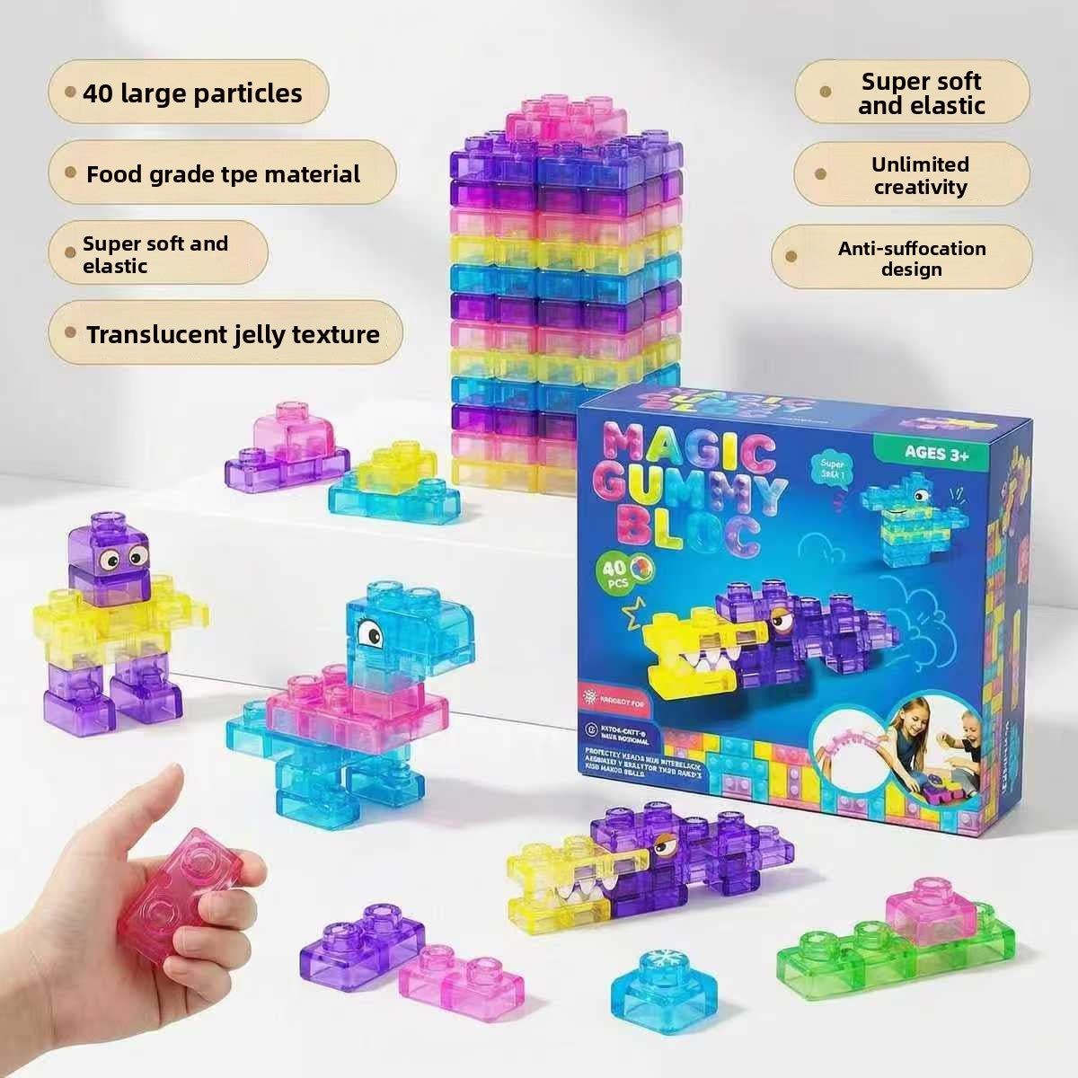 Mattoncini in silicone morbido, 40 pezzi