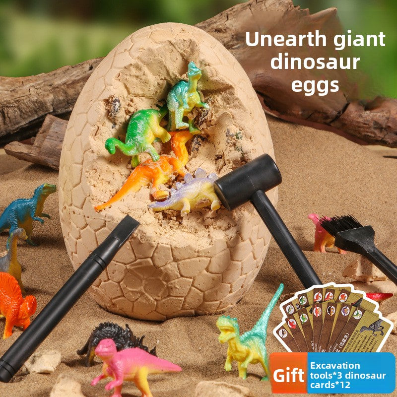 Plaster dinosaur egg dig kit with hammer, chisel and brush