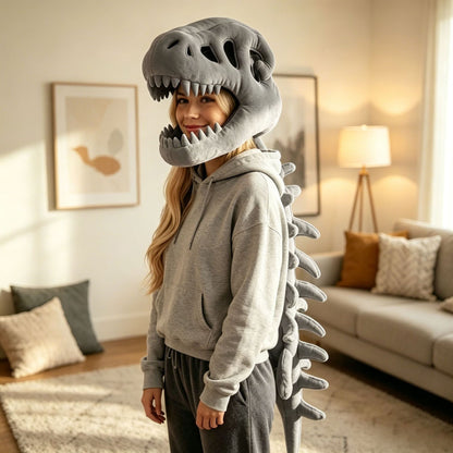 Gorro de peluche esqueleto de dinosaurio y disfraz