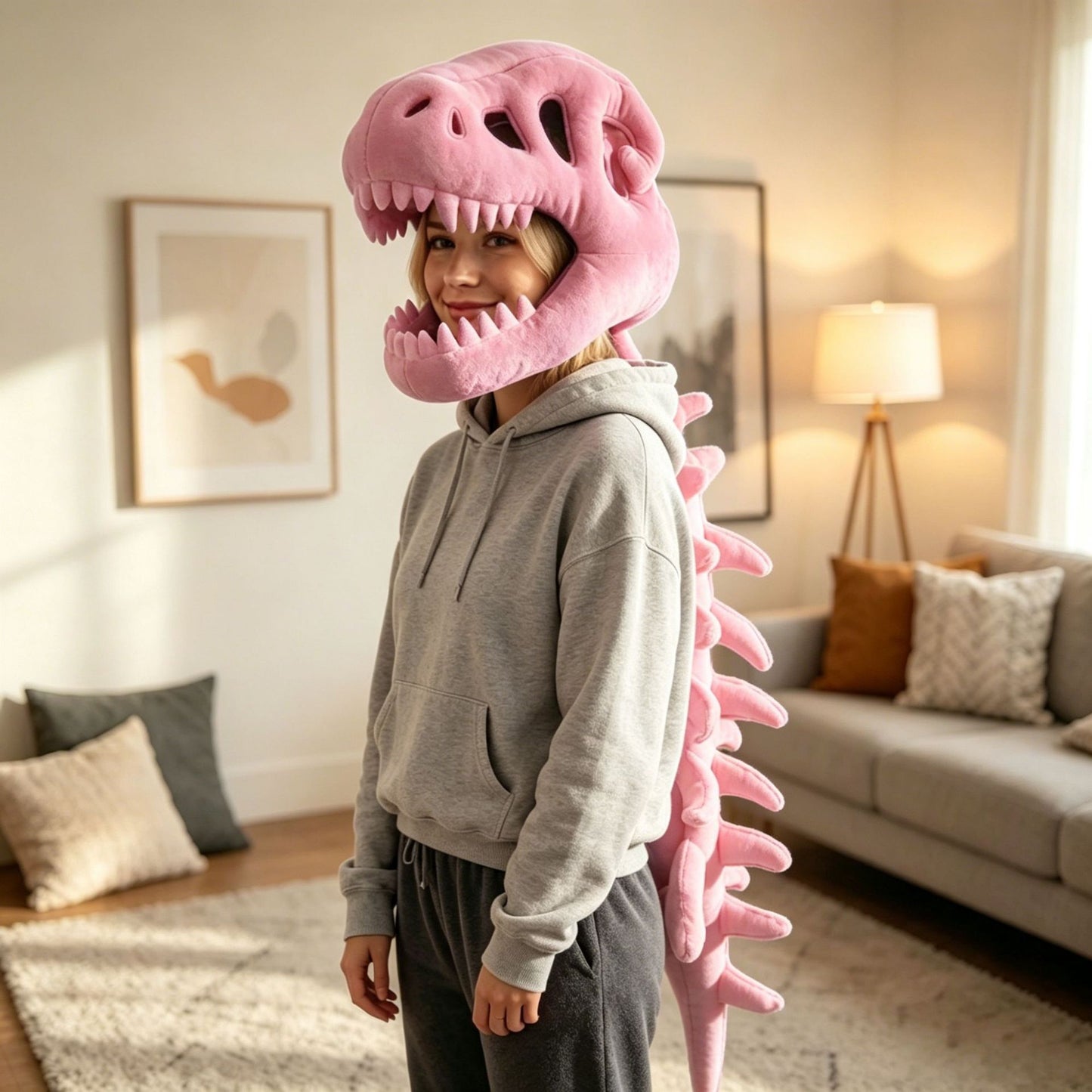 Gorro de peluche esqueleto de dinosaurio y disfraz