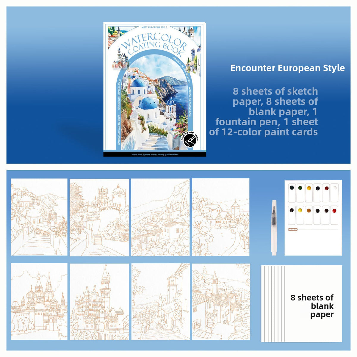 Drawing Coloring Paper for Adults, Watercolor Sticky Notes