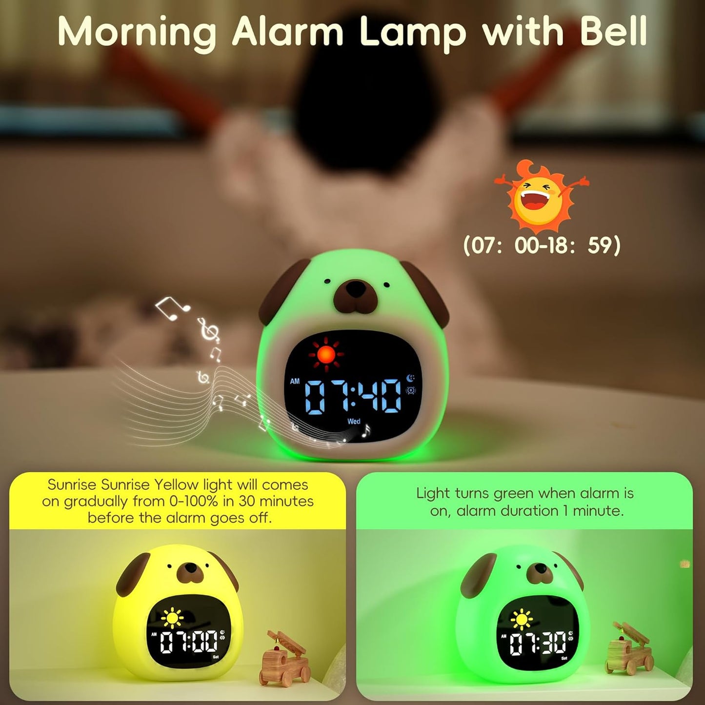Silicone Cartoon Alarm Clock with LED Night Light