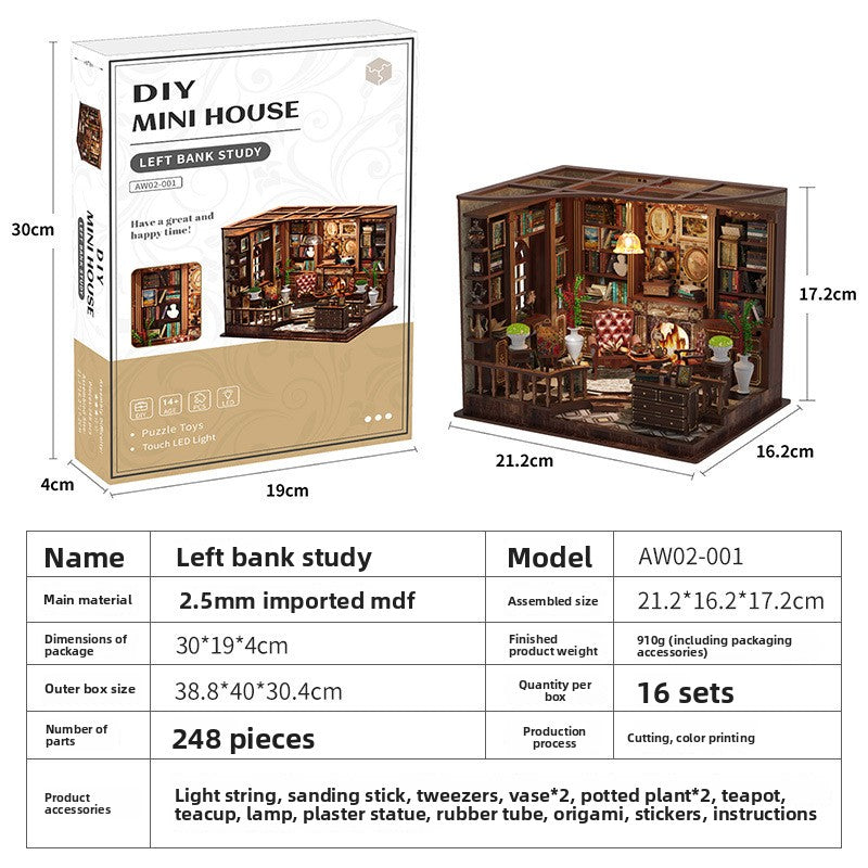 Maison miniature DIY en bois, découpe laser