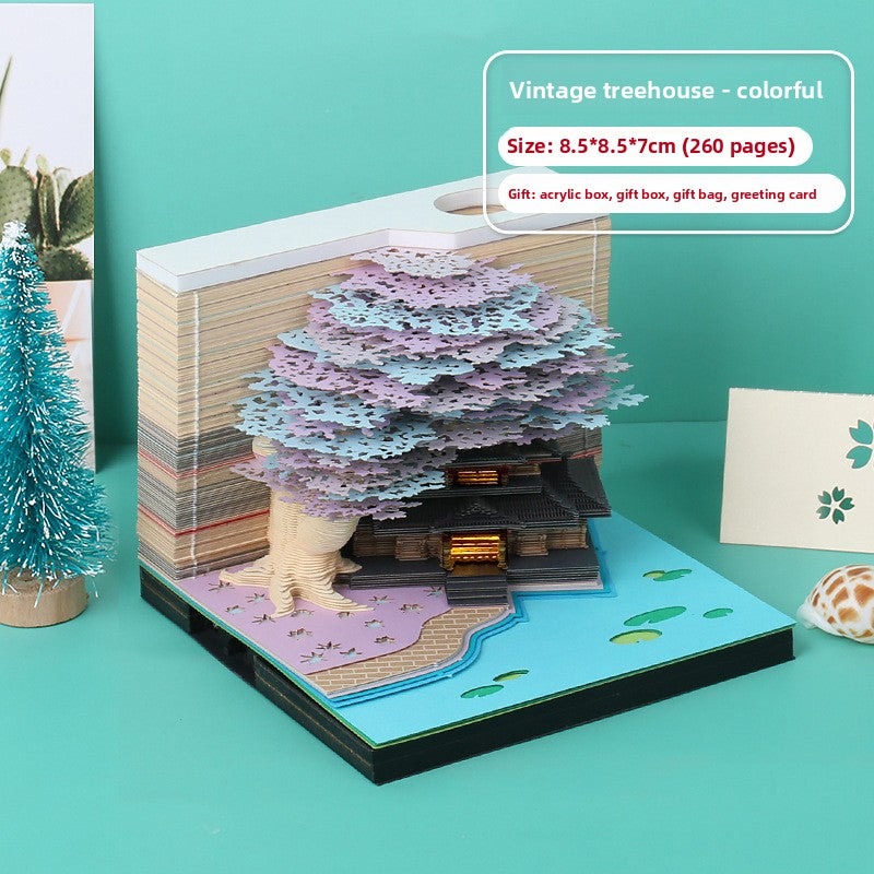 3D Paper Carving Sticky Note Block