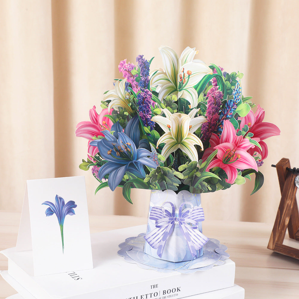 3D Flowers Pop-Up Greeting Card