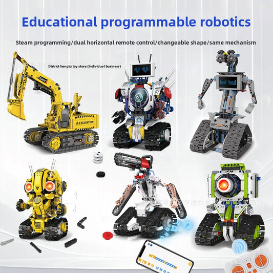 Programmable block robot with a remote control handset