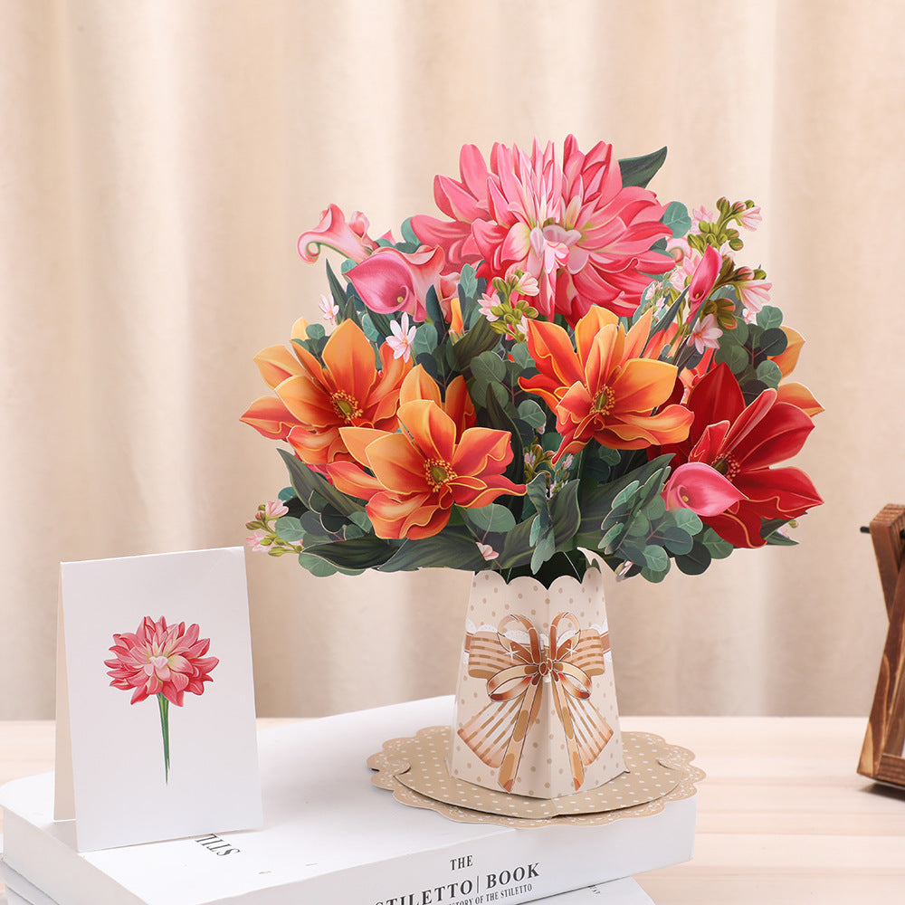 3D Flowers Pop-Up Greeting Card