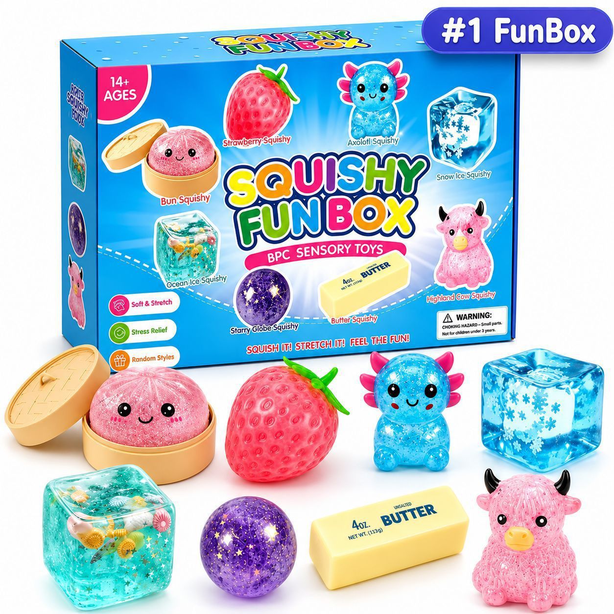 Slow-Rebound Squishy Stress Set, 8 Pieces
