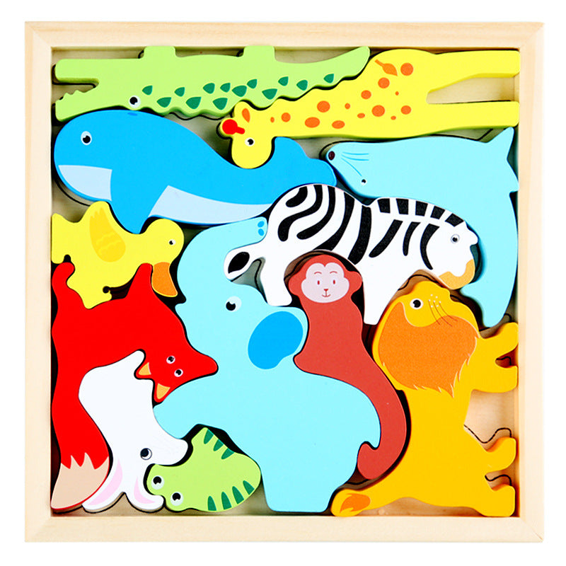 Puzzle 3D en bois sur plateau pour enfants