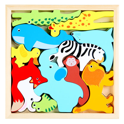 Puzzle 3D en bois sur plateau pour enfants
