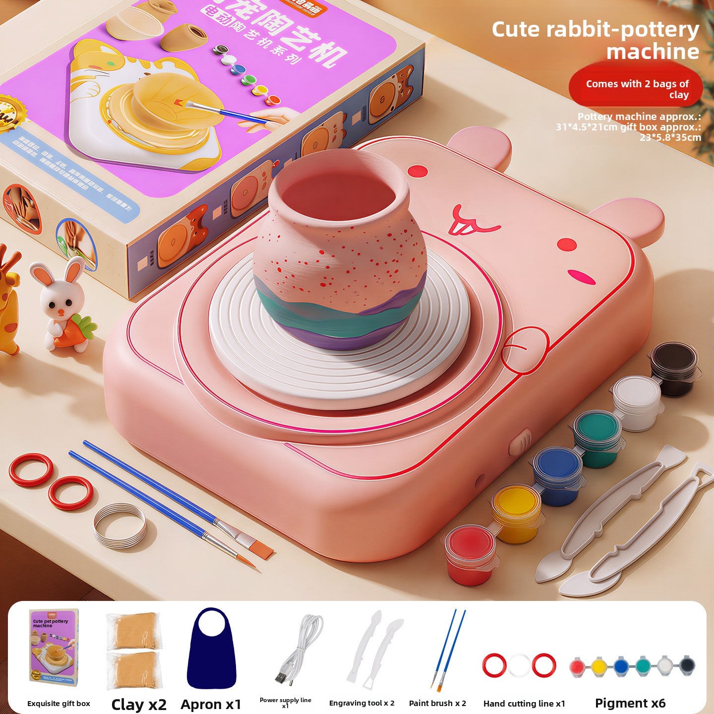 Kit mini tour de potier DIY avec argile autodurcissante