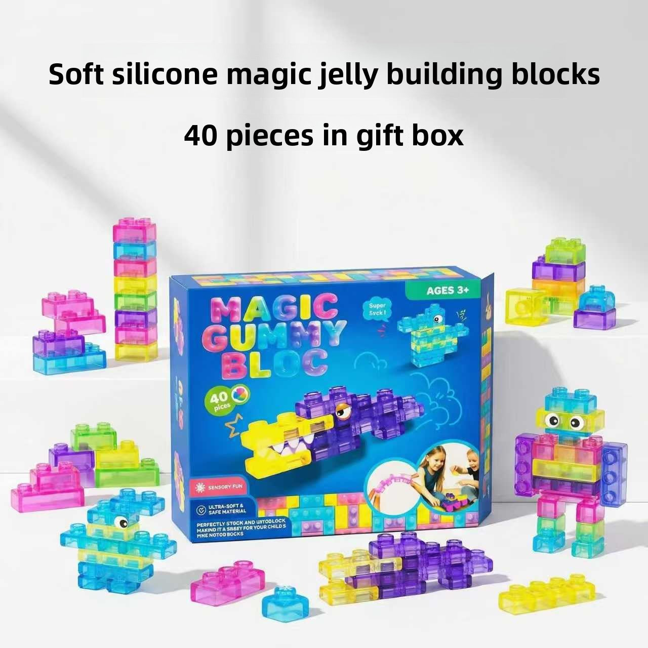 Soft translucent silicone building blocks
