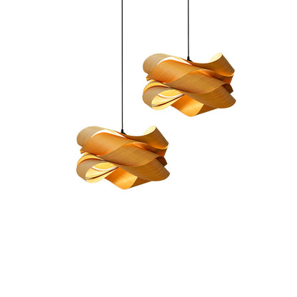 LED-Pendelleuchte aus Holzfurnier