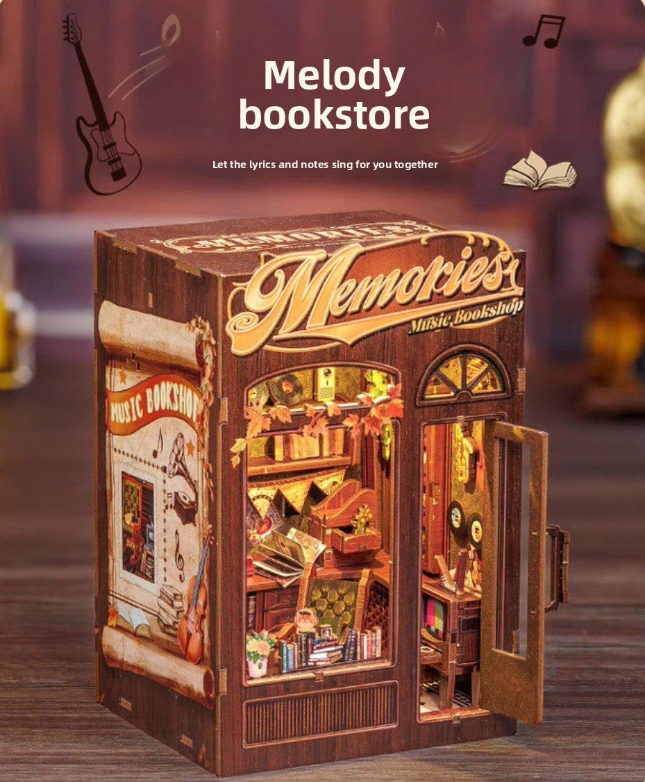 Maison miniature serre-livres, modèle 3D en bois