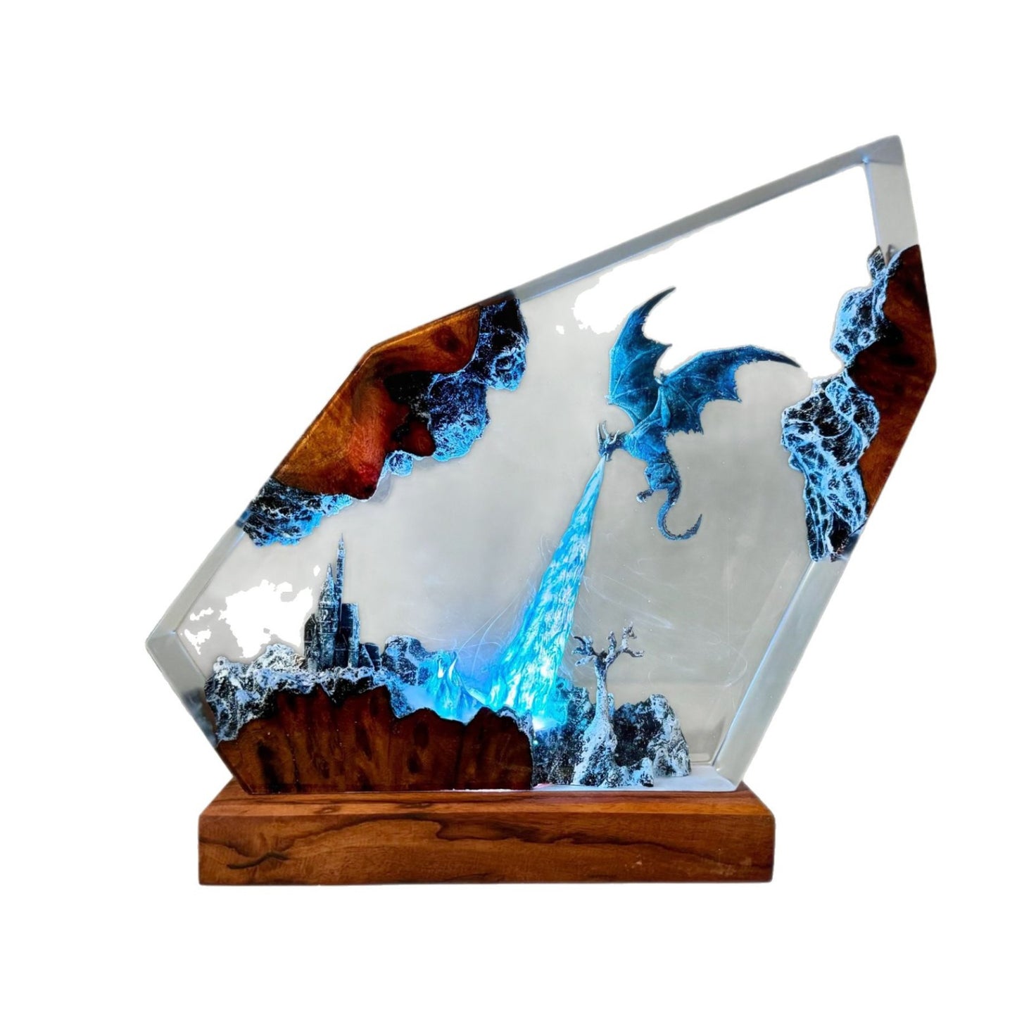 Luz nocturna escultura dragón de hielo
