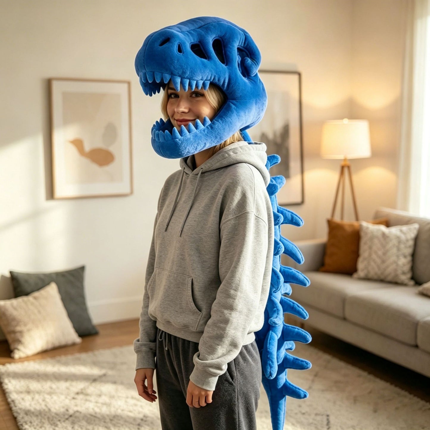 Gorro de peluche esqueleto de dinosaurio y disfraz