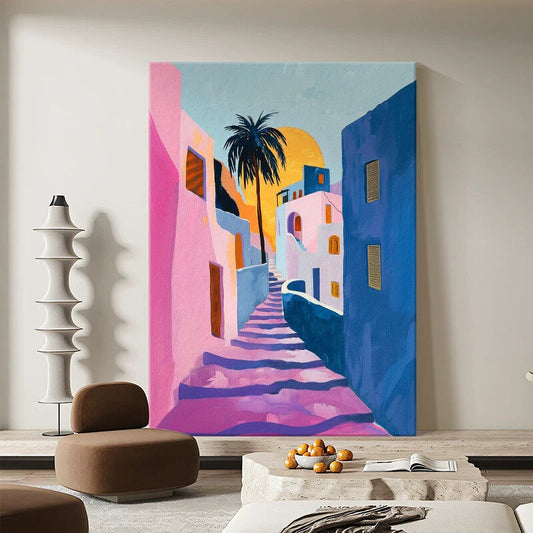 Matisse-inspired abstract wall art in a brushed titanium frame