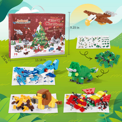 Christmas Advent Calendar with Animal Block Figures