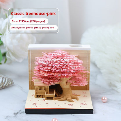 3D Paper Carving Sticky Note Block