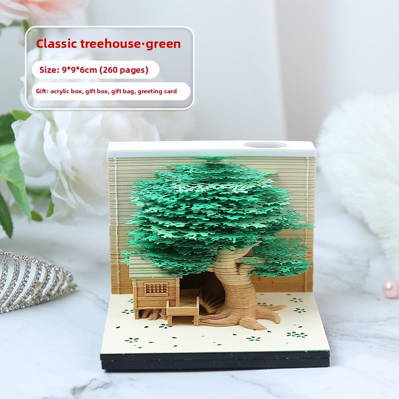 3D Paper Carving Sticky Note Block