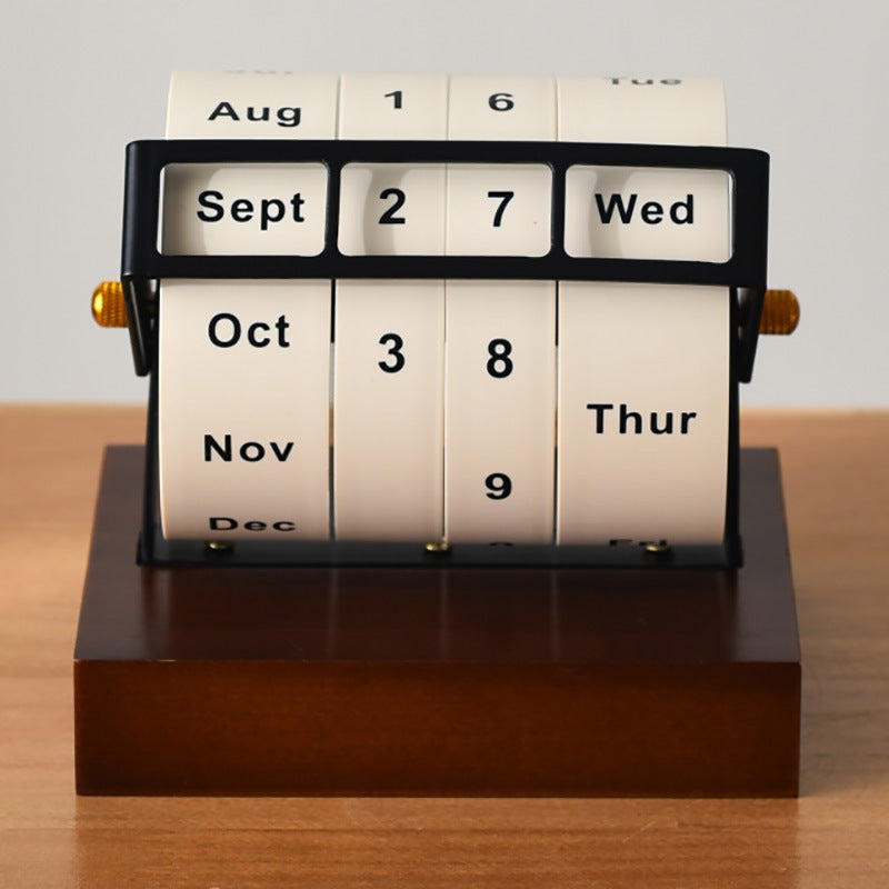 Drehbarer ewiger Tischkalender aus Aluminium