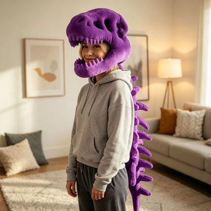 Gorro de peluche esqueleto de dinosaurio y disfraz