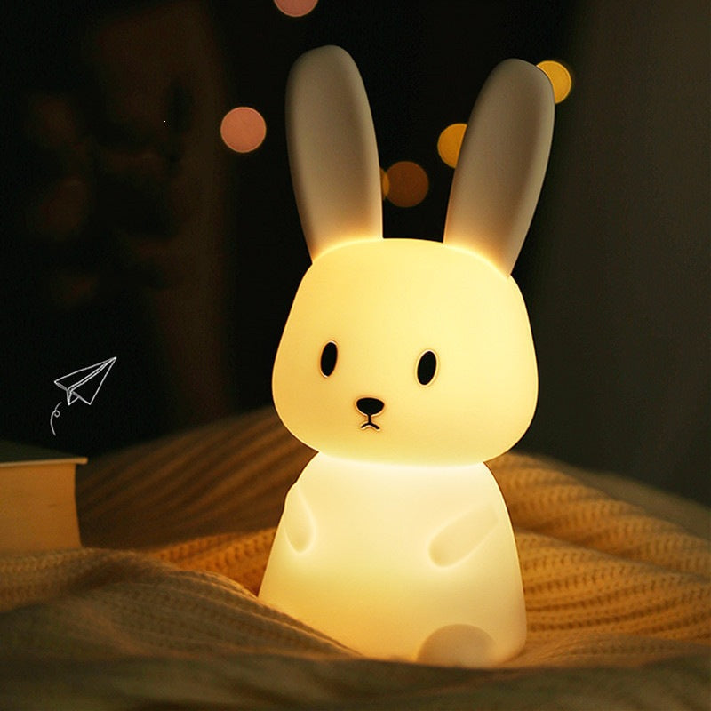 Soft silicone rabbit night light switched by touch