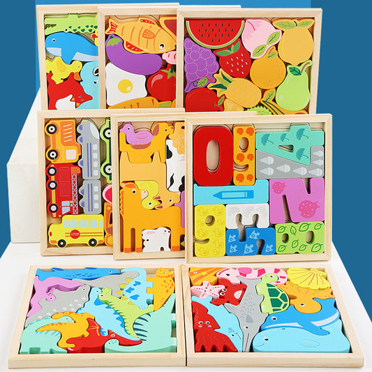 Wooden 3D jigsaw puzzle board for children